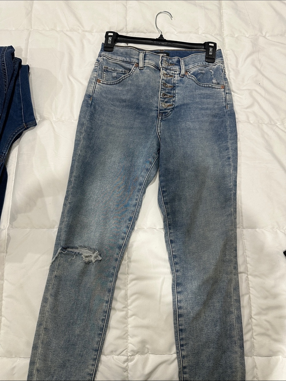 Express High-Rise Light Blue Button-Fly Jeans